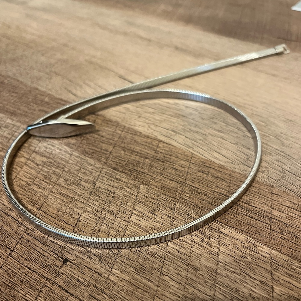 Retro vintage Thin Slinky belt Silver Stretch belt